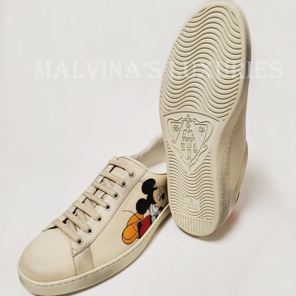 GUCCI SNEAKERS MENS LEATHER DISNEY ACE MICKEY MOUSE SIGNATURE SHOES - Picture 16 of 16